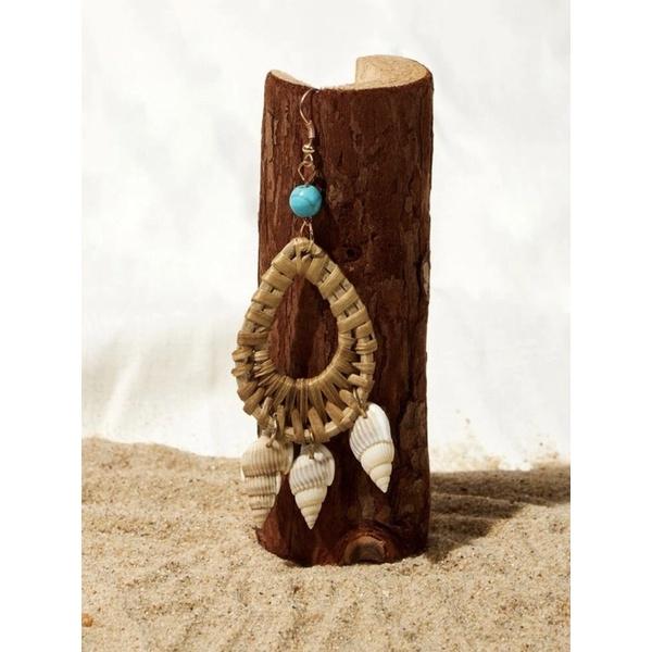 Bông tai thả mây hình giọt nước vỏ ốc Tiệm nhà Sakj