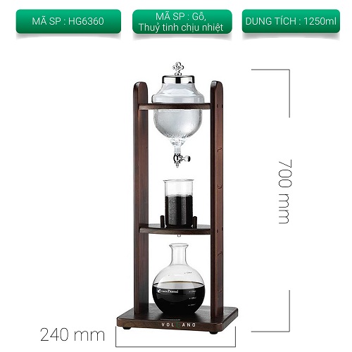 Bộ dụng cụ pha cà phê cold drip hình vuông Tiamo