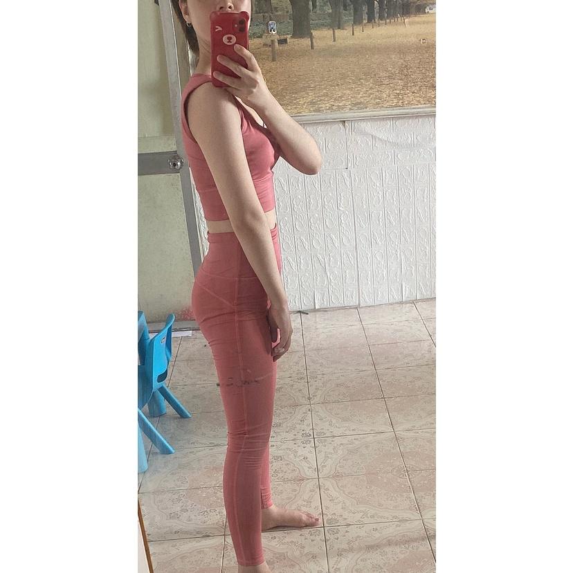 Bộ đồ tập gym yoga aerobic nữ quần áo tập gym yoga aerobic nữ dáng đẹp quần dài áo sát nách chất vải co giãn
