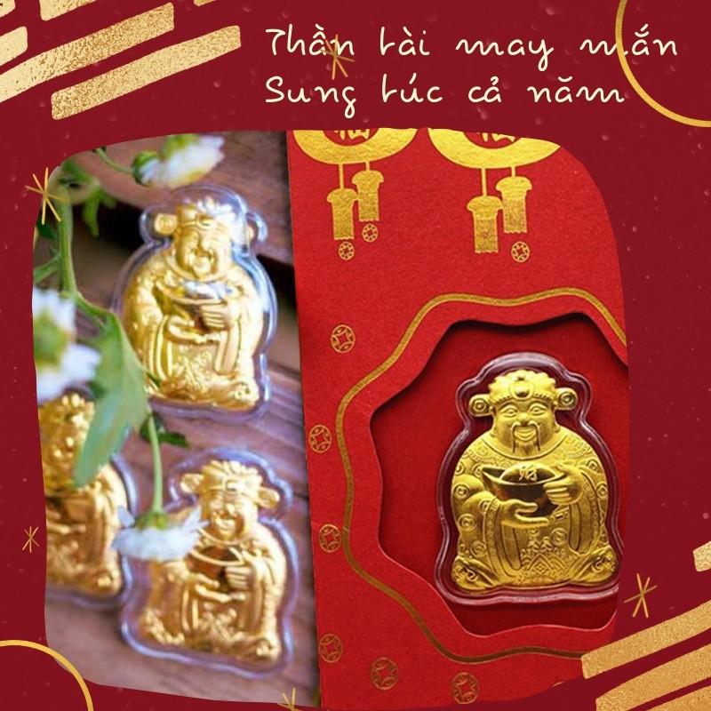 Bao Lì Xì Thần Tài Trang Trí Ngày Tết ất Tỵ, Phong Bao Lì Xì Màu Đỏ Với Hình Thần Tài Mạ Vàng Quà Tặng Tết Nguyên Đán