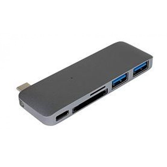 HYPERDRIVE USB TYPE-C 5-IN-1 HUB WITH PASS THROUGH CHARGING (FOR 2016 MACBOOK PRO &amp; 12″ MACBOOK, SURFACE) - Hàng Chính Hãng GN21B Gray