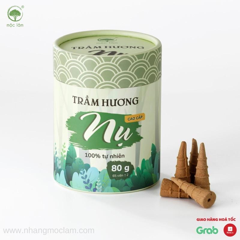 Nhang Nụ Trầm Hương MỘC LÂM - 80g - 65viên - Nhang Trầm Nụ Khói Ngược Cao Cấp Xông Nhà Thanh Tẩy