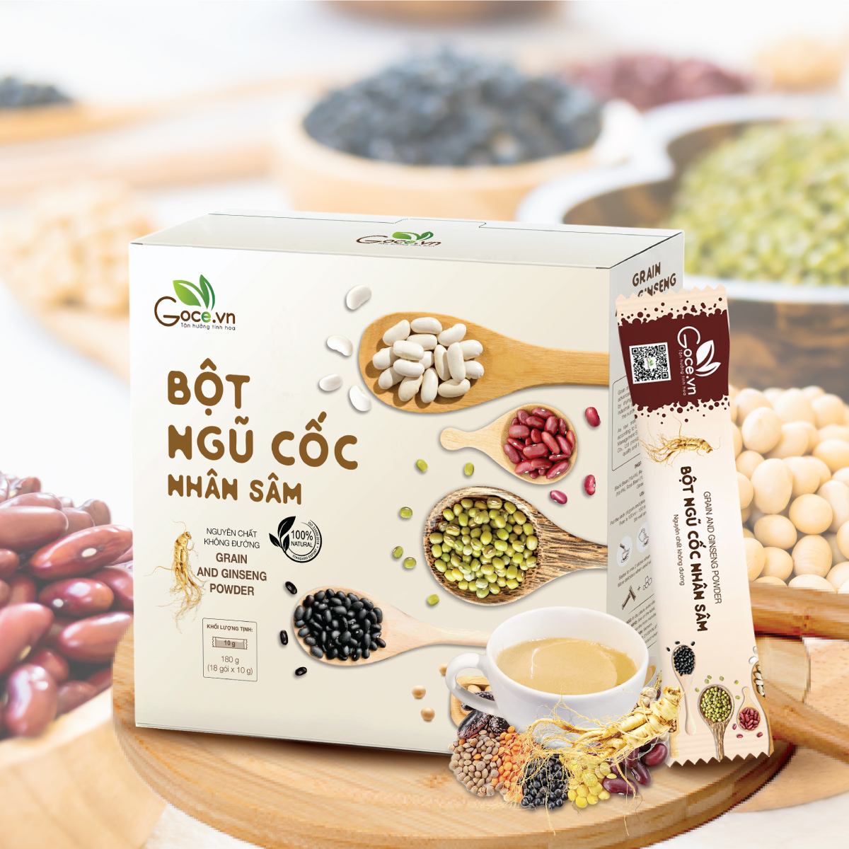 Bột ngũ cốc nhân sâm Goce - 180g (18 gói x 10g)