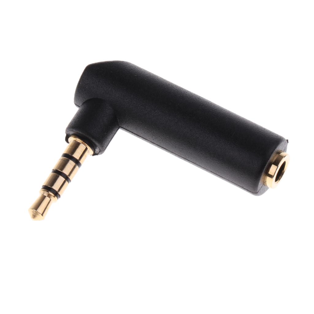 5PCS/lot L Shape 90 Right Angle 3.5mm 4Pole Male to 3Pole Female Adapter Jack