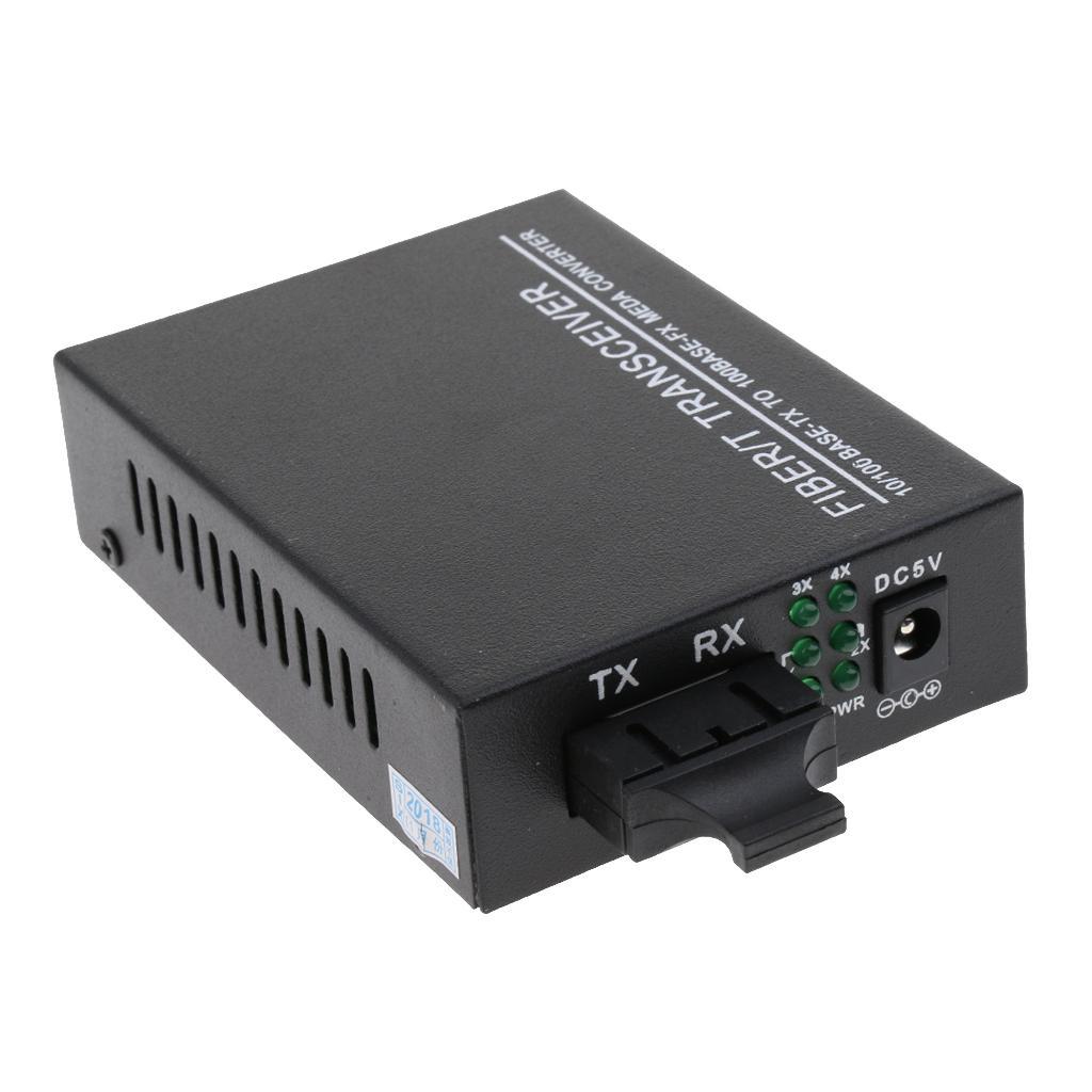 10/100Mbps Fast Ethernet Media Converter Singlemode Dual Fiber Transceiver 25Km with 2x For HD Camera