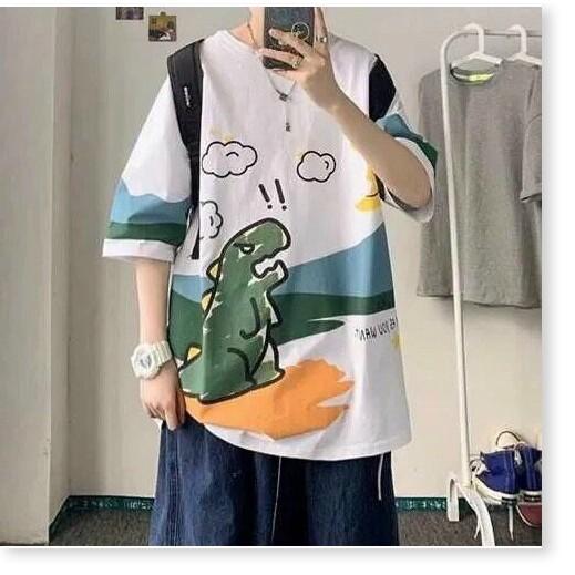 Áo thun tay lỡ form rộng KHỦNG LONG CỰC ĐẸP HOT HÈ TREND 2021 THỜI TRANG KING FASHION