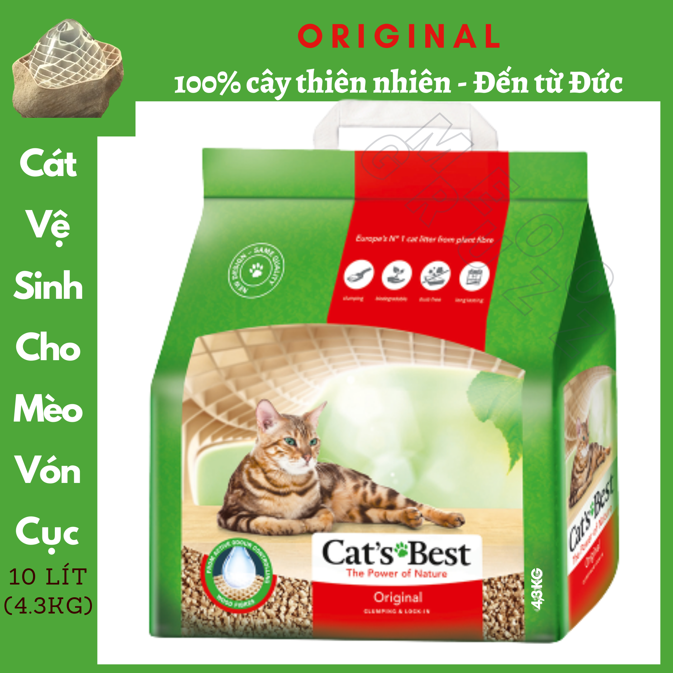 CÁT VỆ SINH HỮU CƠ CHO MÈO VÓN CỤC KHỬ MÙI VÀ VI TRÙNG CAT’S BEST ORIGINAL