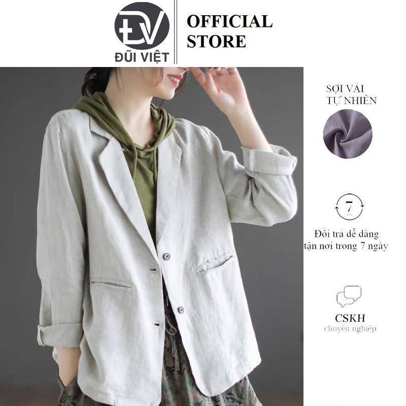 Áo blazer linen dài tay phong cách phóng khoáng thanh lịch Đũi Việt DV10