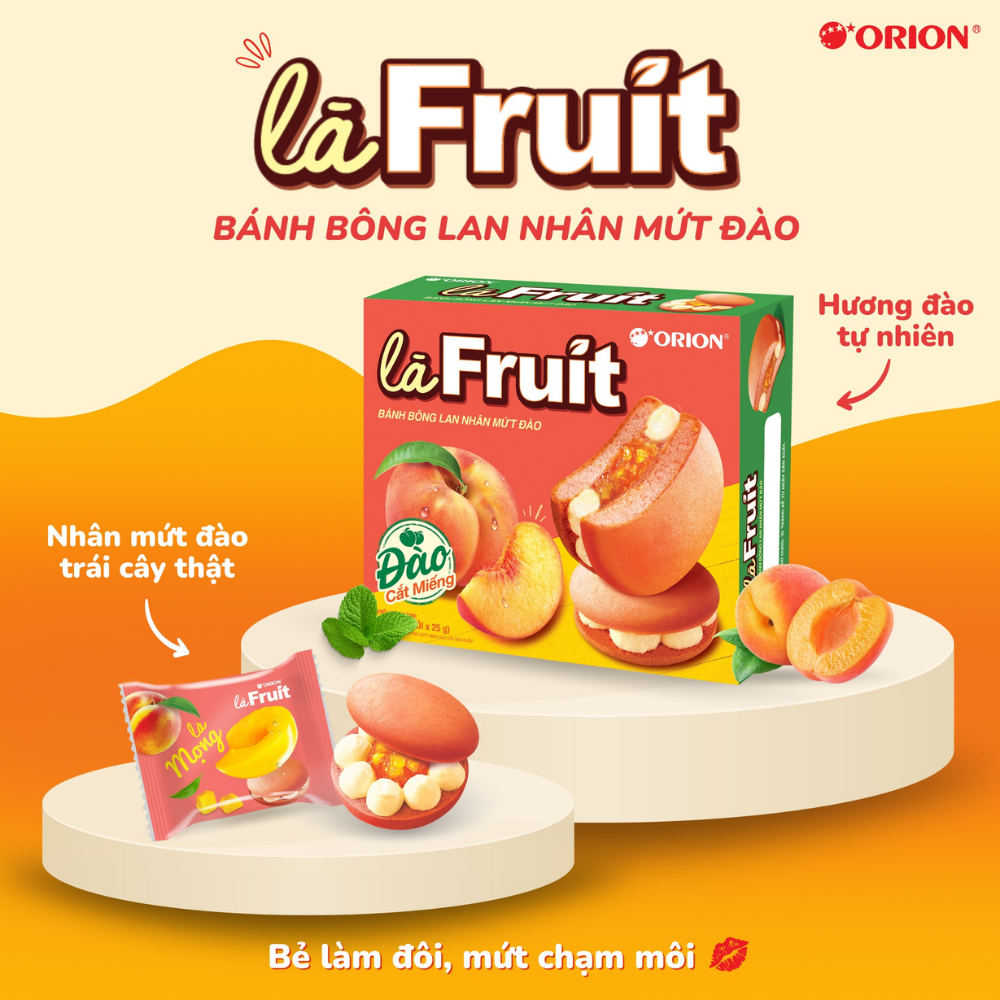 Hộp 12 gói Bánh Bông Lan ORION Mứt Trái Cây Là Fruit 300G