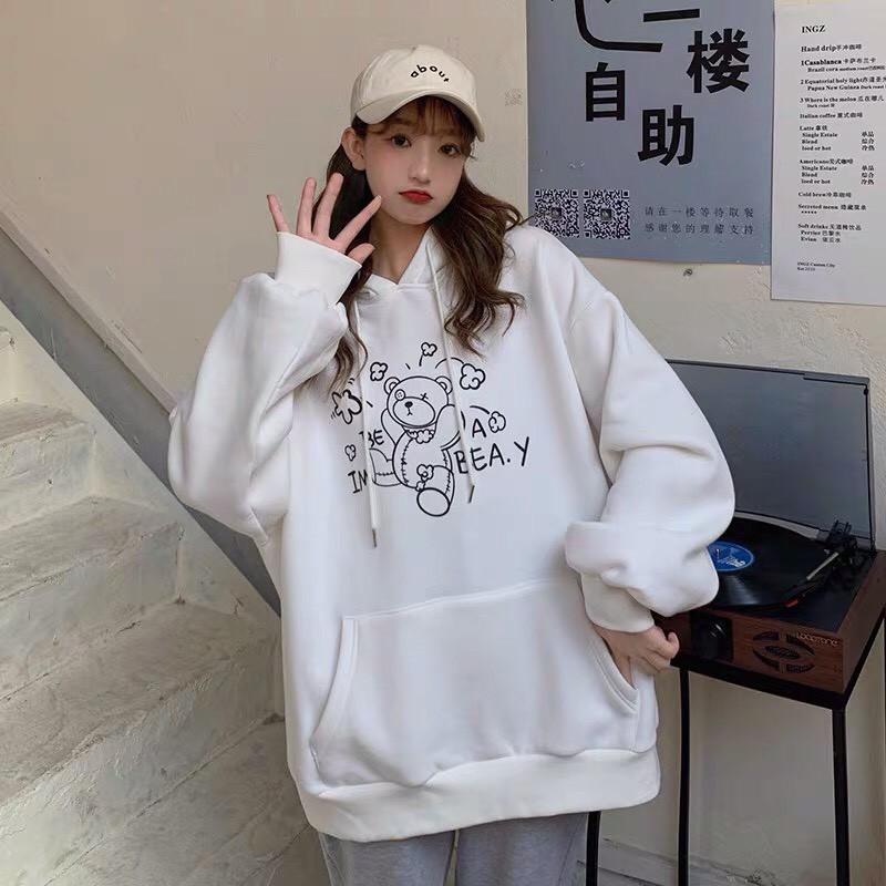 Áo Hoodie Nỉ Bông in Gấu TEDDY Form rộng Unisex Nam Nữ Couple Chất Nỉ Bông Mịn Ulzzang KUN