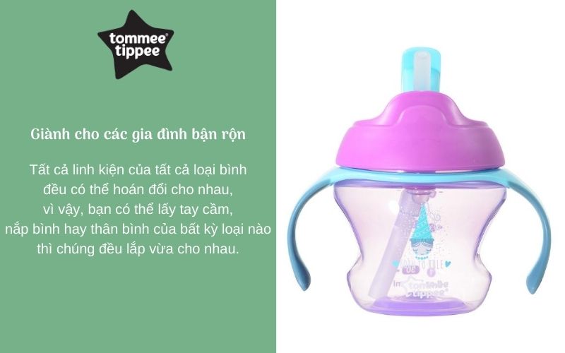 Bình uống nước có ống hút cho bé Tommee Tippee First Straw 150ml từ 9 tháng - Hồng