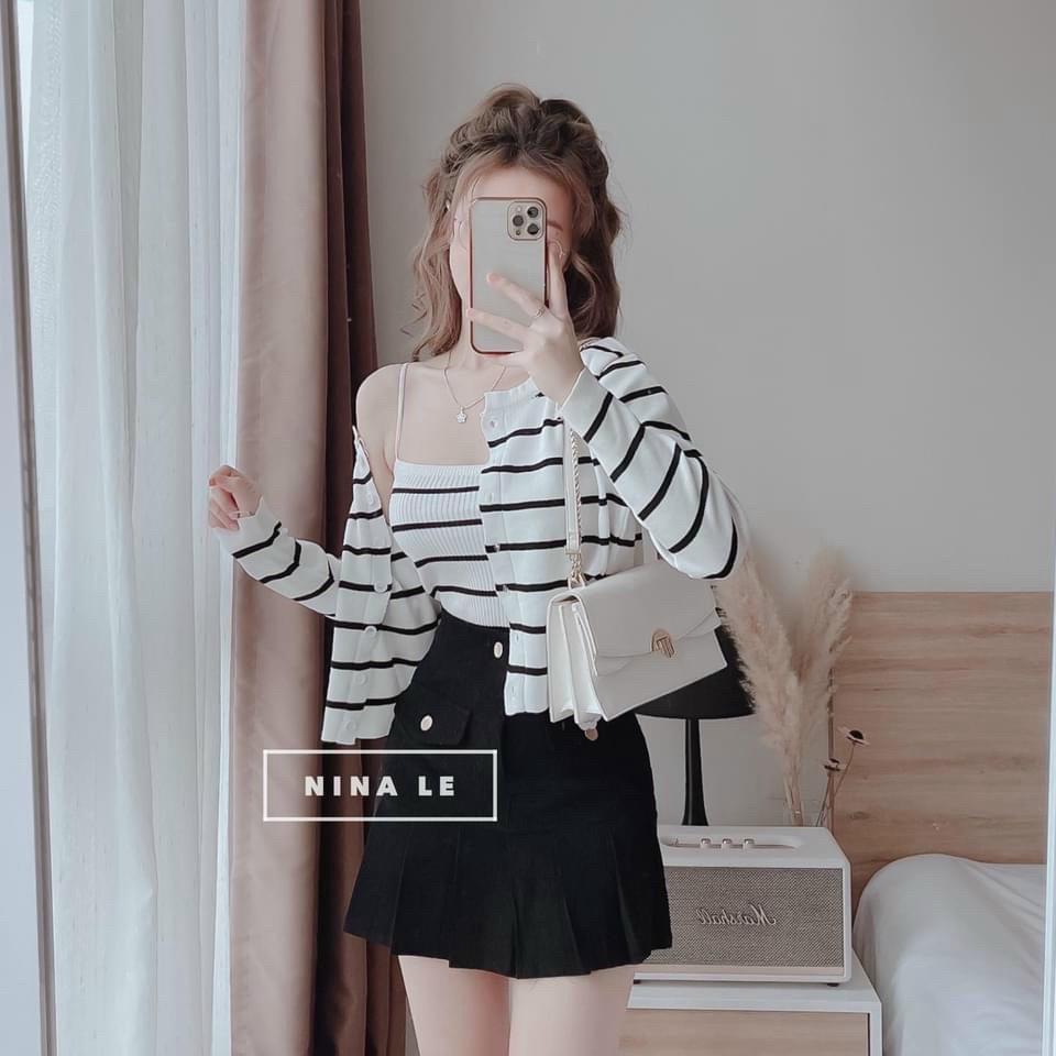 SET BỘ ĐỒ NỮ NGẮN SỌC KẺ CỰC ĐẸP THỜI TRANG HÀN QUỐC TINH TẾ CHO CÁC NÀNG
