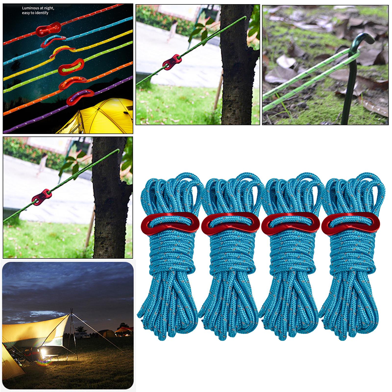 4x Reflective Guyline Camping Tent Rope Cord Guide Sailing Lanyard