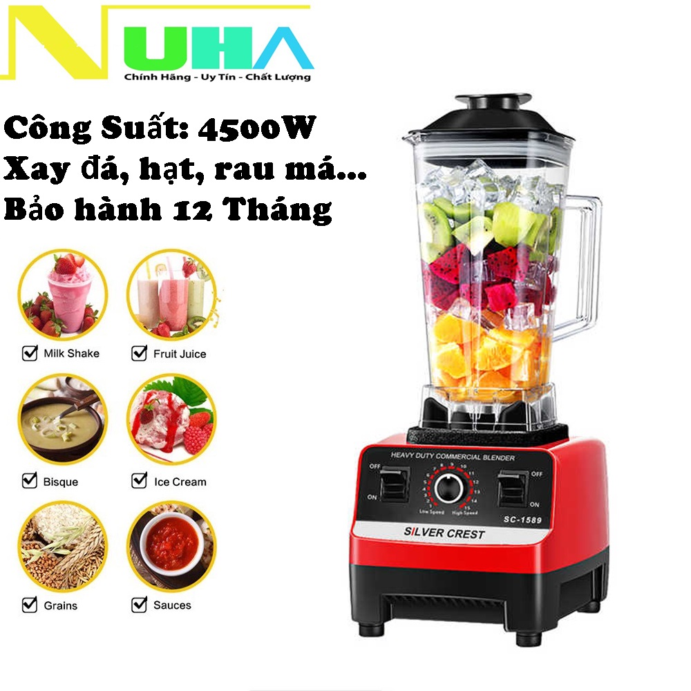 Máy Xay Sinh Tố Công Nghiệp Công Suất 4500W. Đa năng xay hạt, rau má, sinh tố...