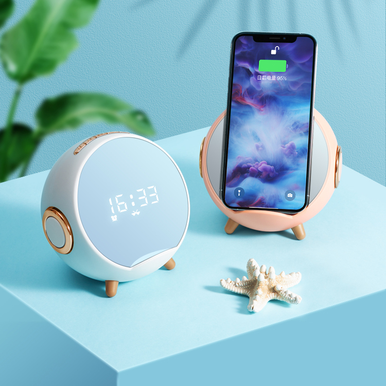 Sạc nhanh không dây cho điện thoại công suất 10W tích hợp loa Bluetooth, đồng hồ để bàn, báo thức, đàm thoại, kết nối thẻ nhớ TF, USB