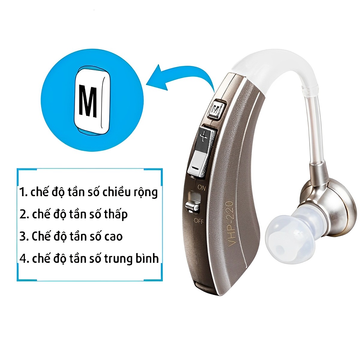 Máy trợ thính không dây cho người già VHP 220,tai nghe trợ thính,lọc tiếng ồn và khuếch đại âm thanh lớn hỗ trợ cho những người bị điếc nặng hay thính lực suy giảm ở mức độ nặng
