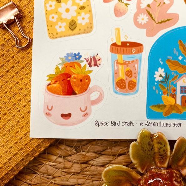 Sticker sheet strauberry madness - chuyên dán, trang trí sổ nhật kí, sổ tay | Bullet journal sticker - unim059