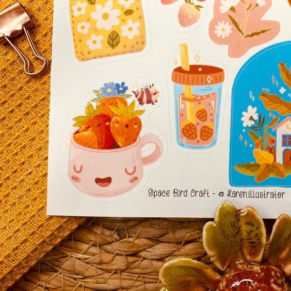 Sticker sheet strauberry madness - chuyên dán, trang trí sổ nhật kí, sổ tay | Bullet journal sticker - unim059