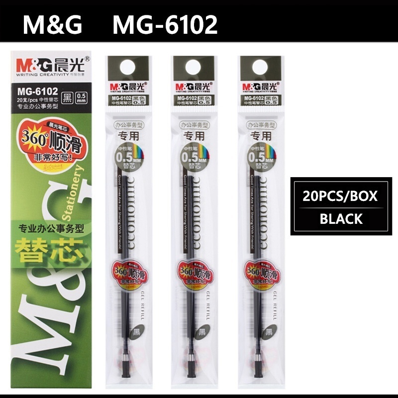 Hộp 12 bút ký gel nước Ovidian M&amp;G AGP11536 / 11536 ngòi 0.5mm ruột thay 6102