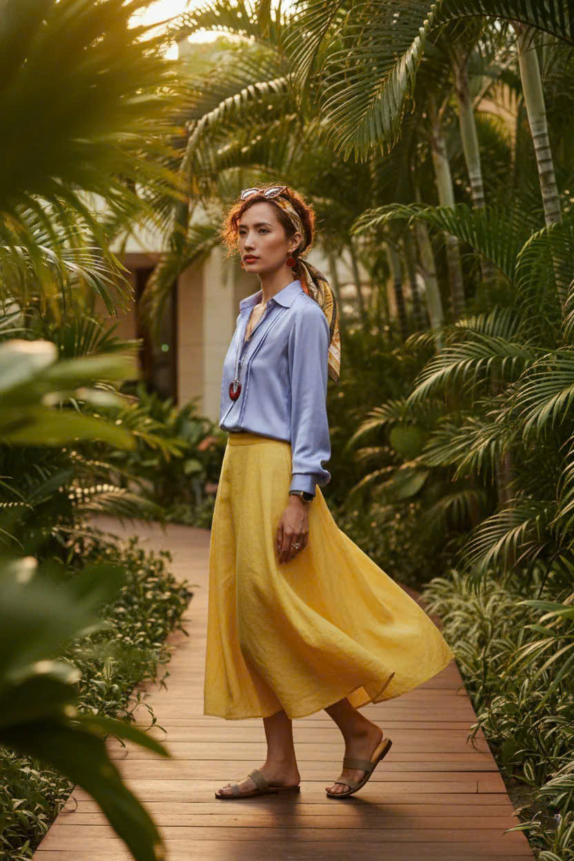 Áo Sơ Mi Lụa Thanh Lâm, Áo Sơ Mi Dài Tay Phong Cách Công Sở Thời trang thiết kế Hity Top173 - L