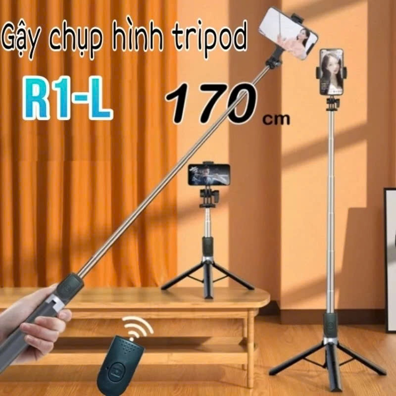 Gậy Tripod chụp ảnh tự sướng Selfie 3 chân gấp gọn 30cm, kéo dài 1M7 điều khiển từ xa có đèn Tripod chụp ảnh livestream - Hàng nhập khẩu