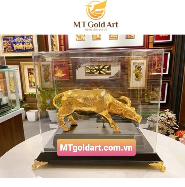 Tượng trâu dát vàng 24k MT Gold Art- Hàng chính hãng, trang trí nhà cửa, phòng làm việc, quà tặng sếp, đối tác, khách hàng, tân gia, khai trương