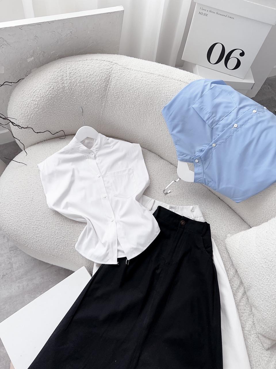 SET ĐI CHƠI, SET 2 MÓN ÁO SƠ MI KIỂU ĐỆM VAI PHỐI CHÂN VÁY KAKI CỰC HOT