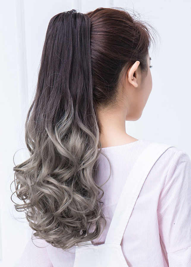Tóc Giả Ngoặm Omber Km22R ❤️FREESHIP❤️ ngoạm tóc giả ombre xám khói, quặm tóc ombre, tóc giả kẹp ngoạm
