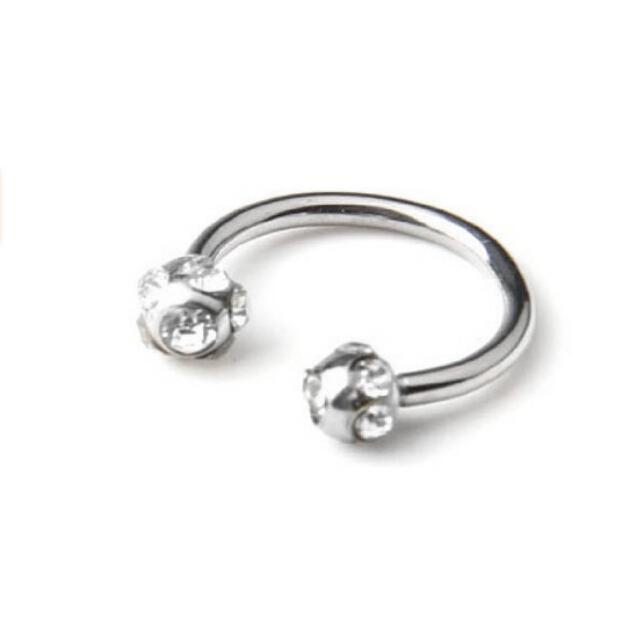 2Pcs Crystal Stainless Steel Bar Lip Nose Ring Stud Body Piercing