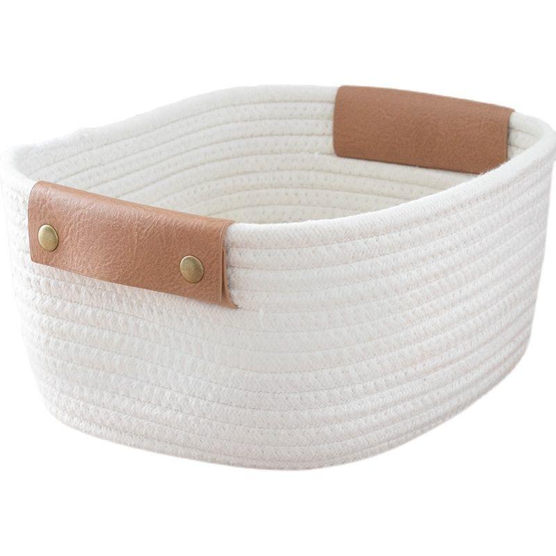 Giỏ Đựng Đồ Bằng Da Cotton Bện Có Tay Cầm Đa Ứng Dụng