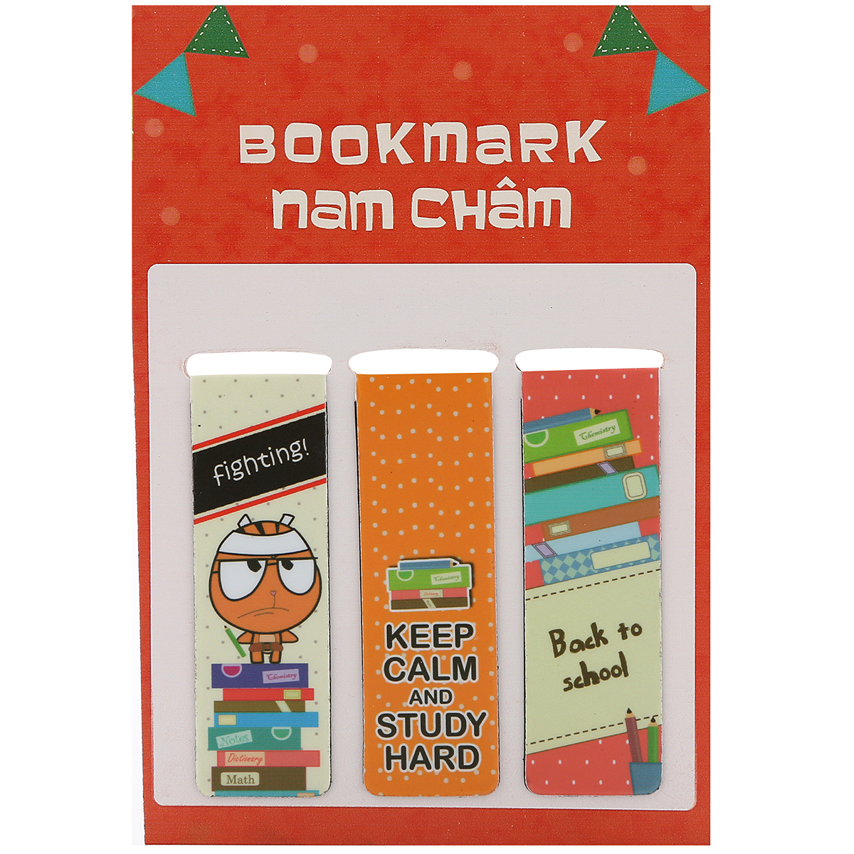 Combo Bookmark Nam Châm Bộ 3 Kid &amp; School (Tặng Kèm Postcard Bài Tứ Tuyệt Số 1)