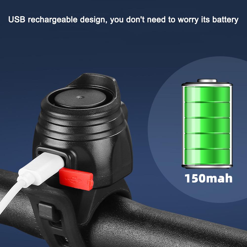 WEST BIKING Bicycle Electric Bell 80dB Electric Bike Horn Bicycle Handlebar Bell Bike Loud Alarm Bell Cycling Safety Accessory USB Rechargeable Bike Horn