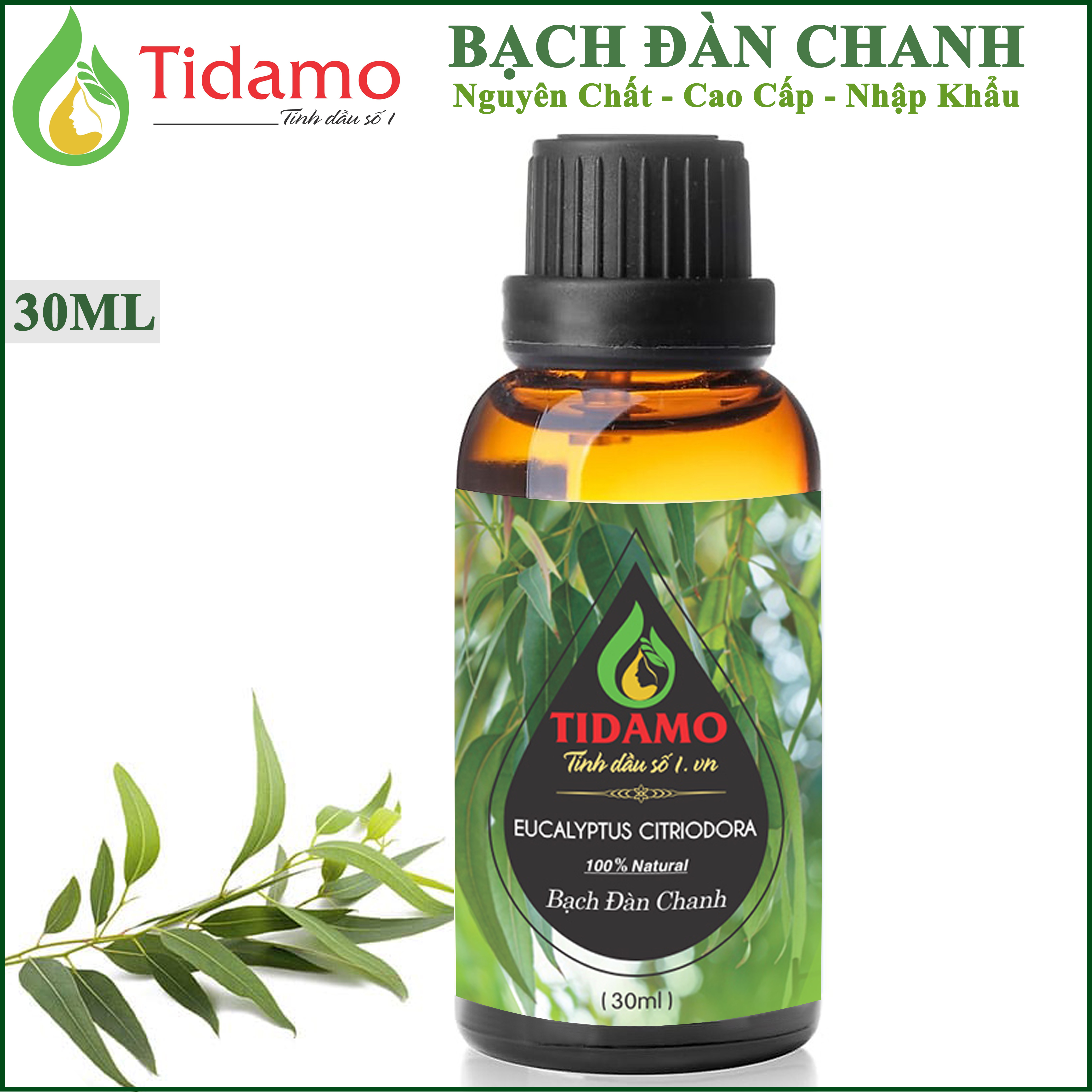 Tinh Dầu BẠCH ĐÀN CHANH 30ML Nguyên Chất Hương Thơm Tươi Mát - Tinh Dầu Bạch Đàn Chanh  TIDAMO Chính Hãng, Nhập Khẩu Xông Phòng Giúp Thư Giãn, Đuổi Muỗi, Khử Mùi Hiệu Quả, Thích Hợp Dùng Với Đèn Xông và Máy Khuếch Tán Tinh Dầu