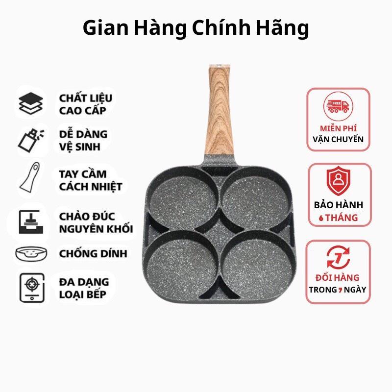 CHẢO ĐÁ CHIA Ô 4 NGĂN - 4 LỖ CHỐNG DÍNH CAO CẤP CHẢO CHIÊN TRỨNG ỐP LA