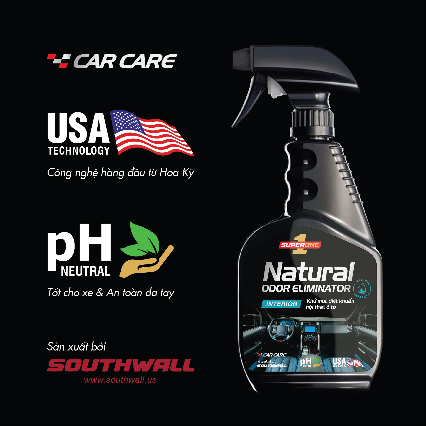 Dung Dịch Khử Mùi Diệt Khuẩn SUPERONE Natural Odor Eliminator - Interior SOUTHWALL A103