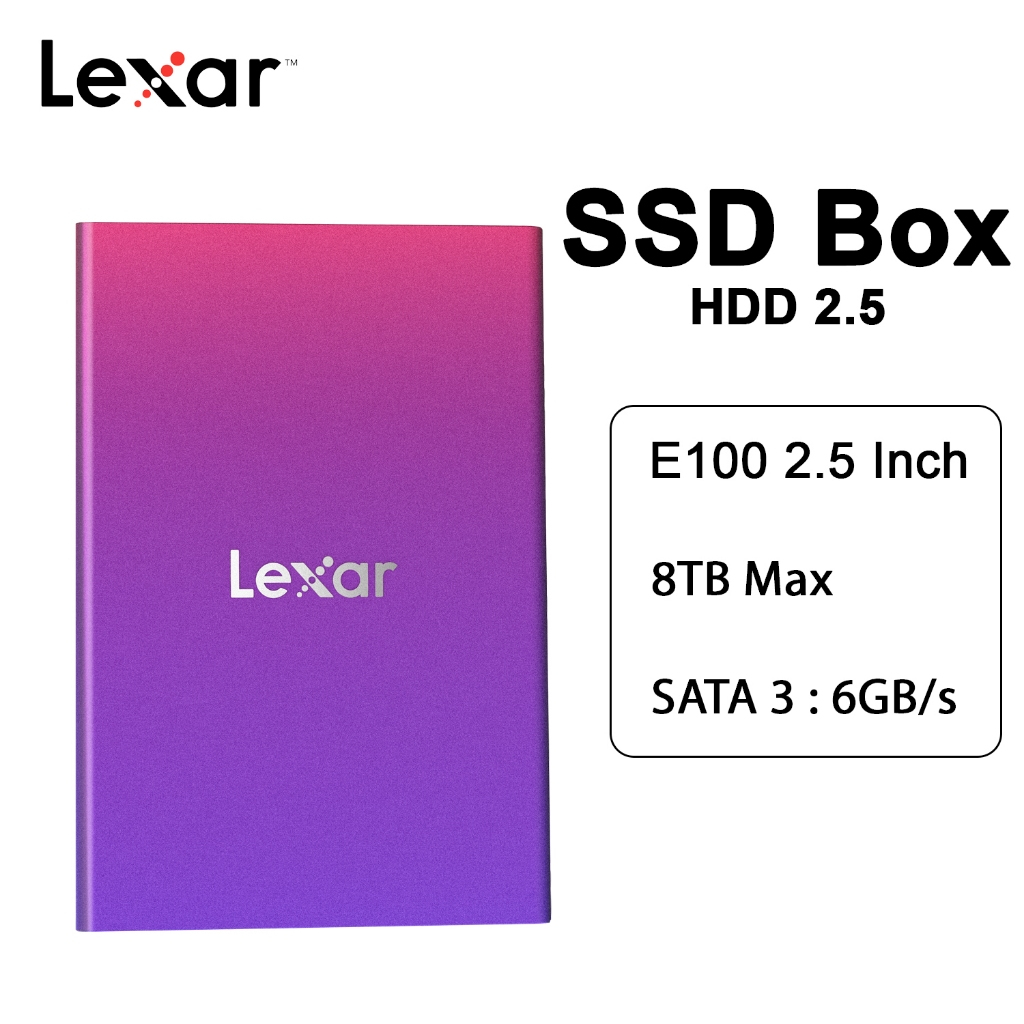 Hộp box SSD Lexar E100 - gắn SSD 2.5 inch dung lượng 128G - 8TB - Giao tiếp USB 3.2 Gen 1 -  Hàng Chính Hãng