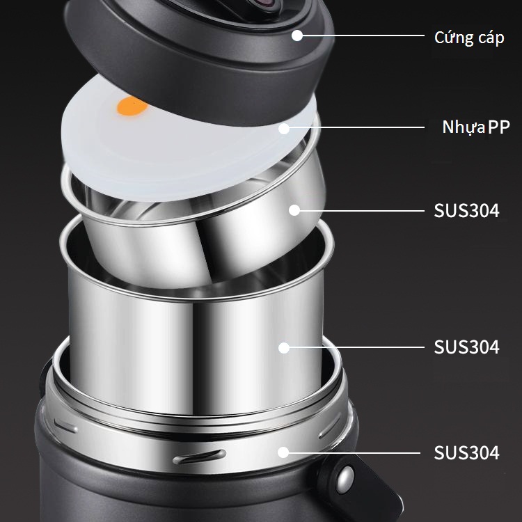 Cặp lồng đựng cơm cao cấp XanBo 3 ngăn giữ nhiệt, inox 304 không rỉ an toàn sức khỏe