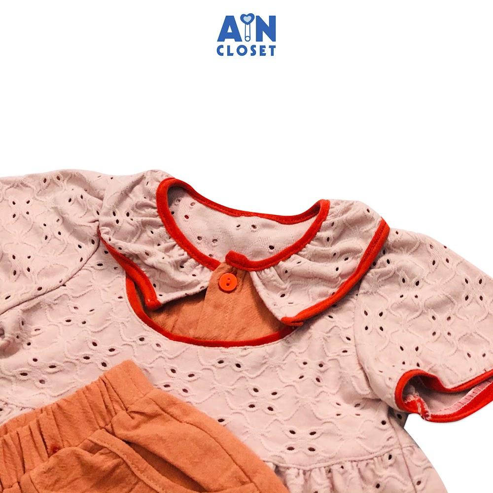 Bộ quần dài áo tay ngắn Cam đào thun cotton thêu - AICDBGAEUPEA - AIN Closet