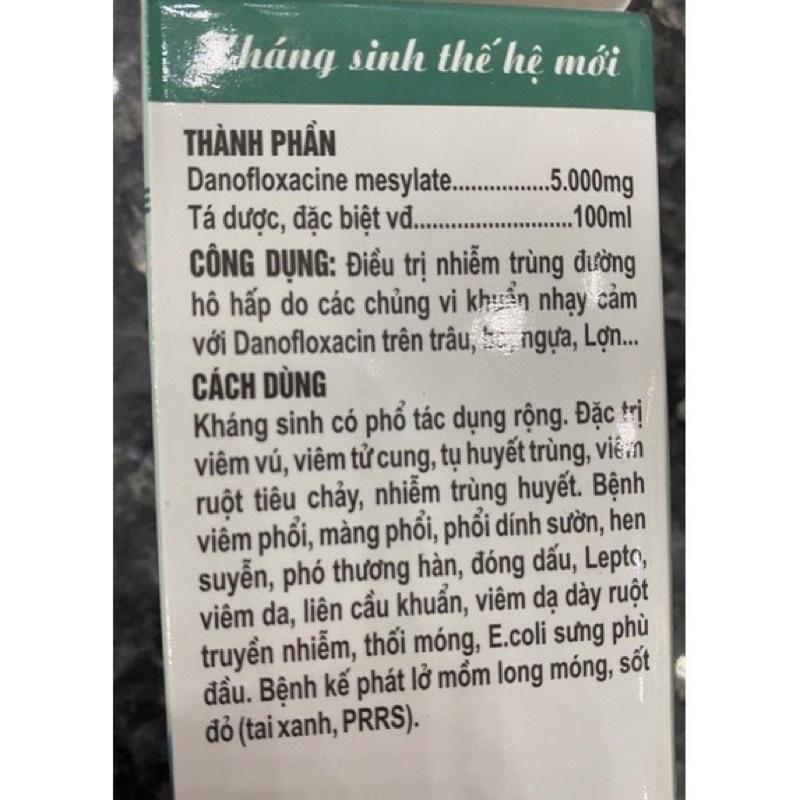 1 lọ DANOCIN LA 100ml dùng cho nhiễm trùng đường hô hấp trên chó mèo trâu bò lợn