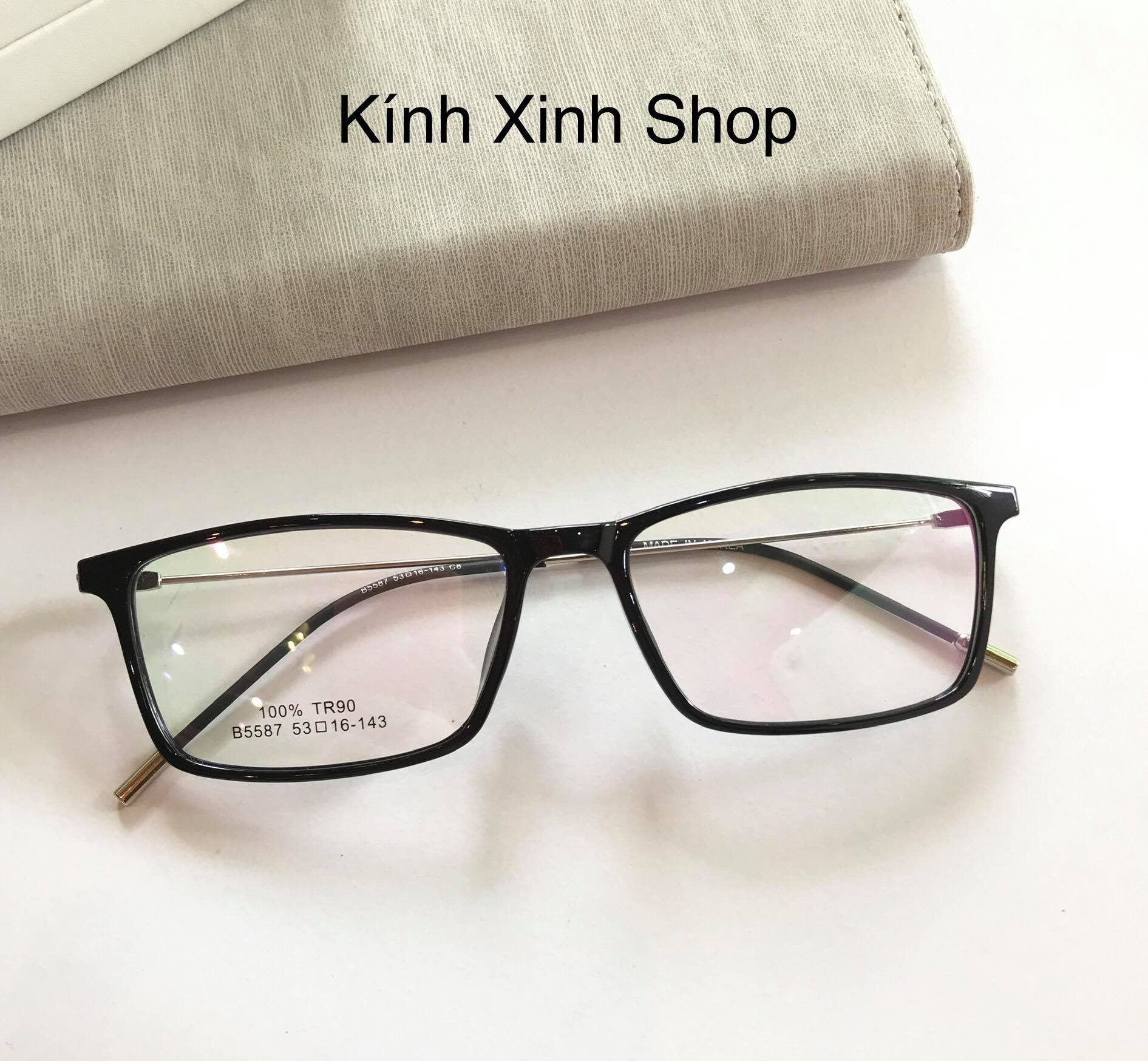 Kính Giả Cận, Gọng Kính Cận Nam Nữ Mắt Vuông Gọng Kim Loại Không Độ Hàn Quốc - KÍNH XINH SHOP