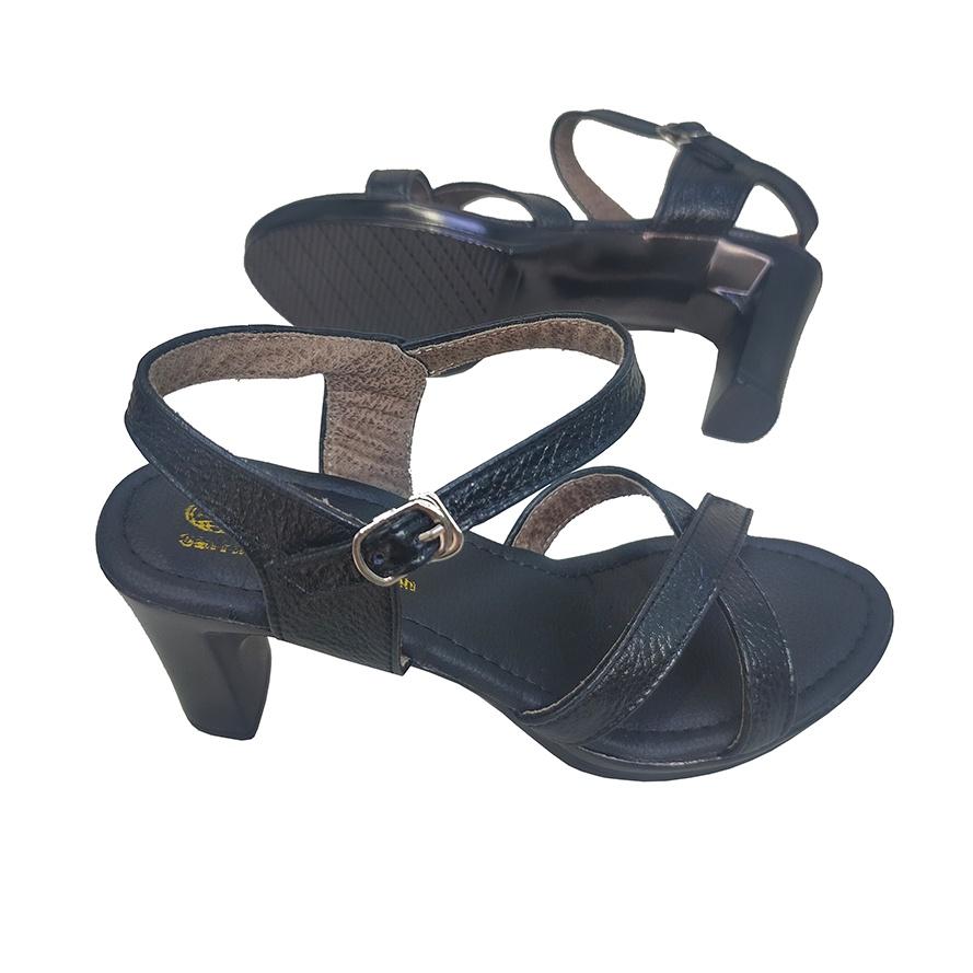 Giày Sandal Nữ Cao Gót TiTi ĐÔ Da Bò Thật Cao Cấp 7cm DNU2130b