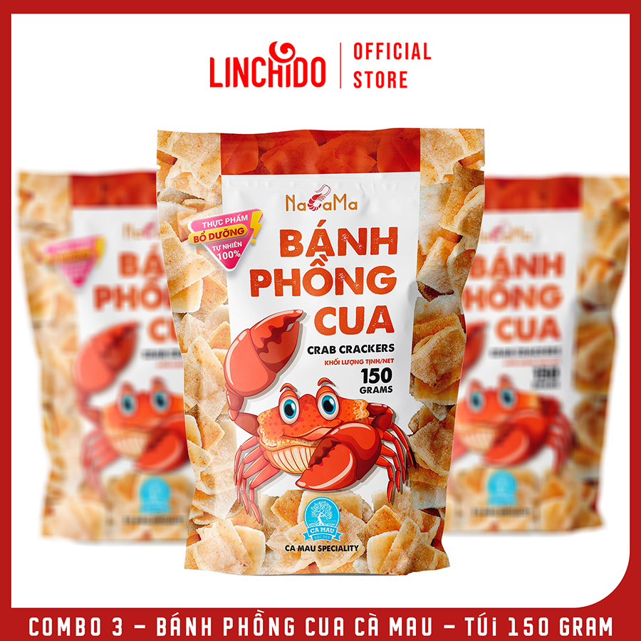 Combo 3 túi - Bánh phồng Cua Cà Mau - Túi 150 GRAM