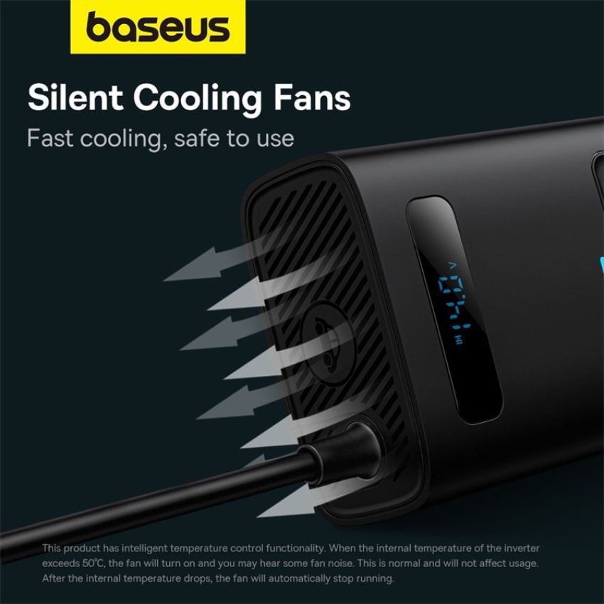 Bộ tẩu sạc Baseus Power Inverter Pro 150W CGNB020101 tích hợp biến áp DC to AC 220V - hàng chính hãng