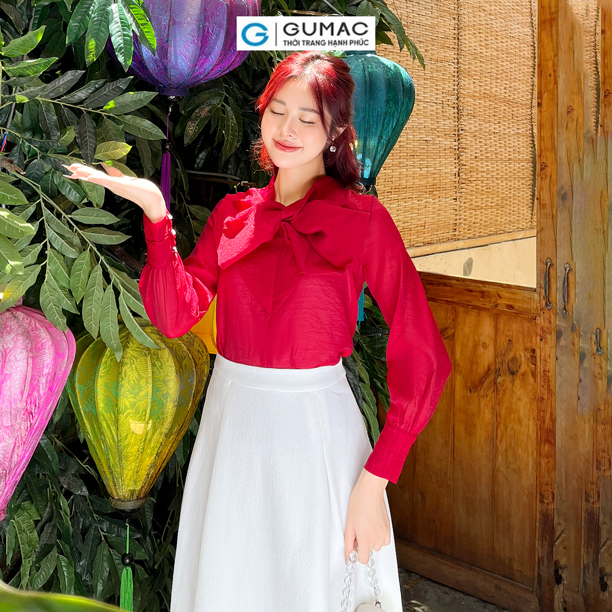 Áo kiểu xếp nơ GUMAC AD05085