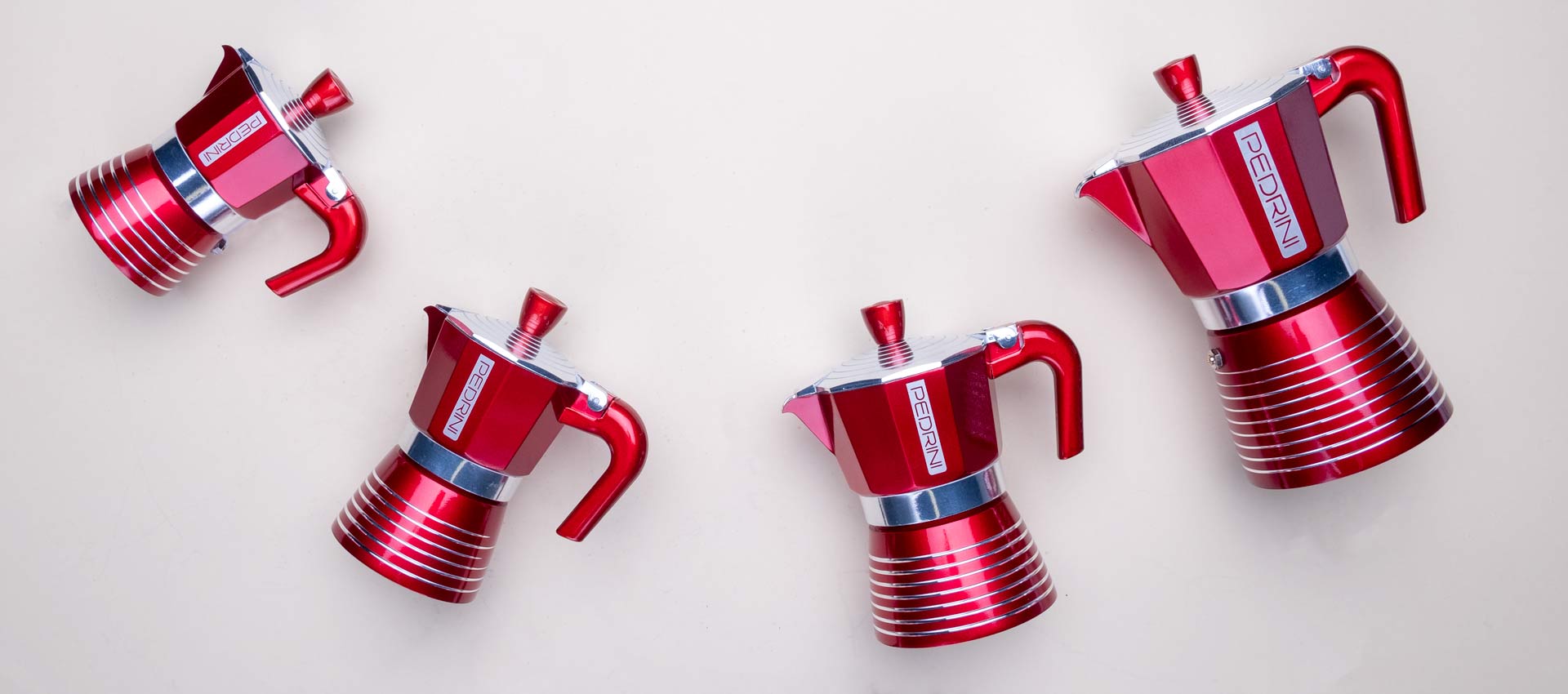 Ấm pha cà phê PEDRINI Infinity Passion - Aluminium - Màu Đỏ - 1 cup /2 cup /3 cup /6 cup [ Hàng Chính Hãng