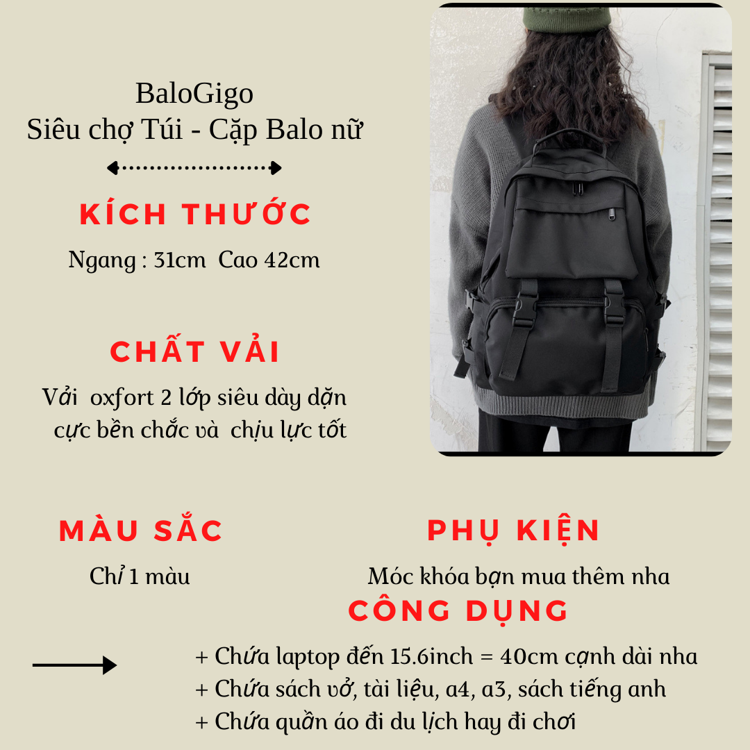 Balo unisex basic đi học cho nam nữ cá tính G289 - BaloGigo