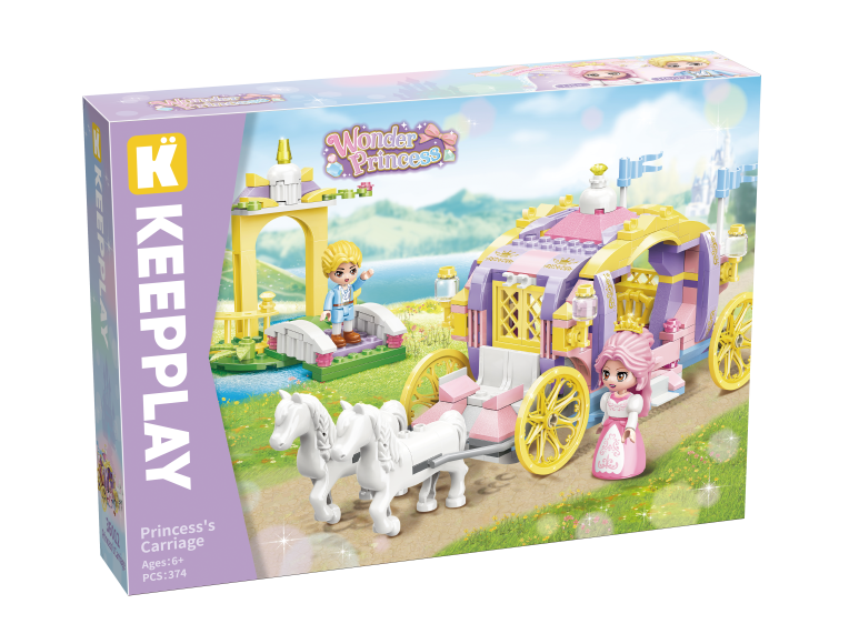 Bộ xếp hình mô hình Princess's Carriage, Bộ đồ chơi lắp ráp mô hình xe ngựa công chúa 36012 - KEEPLAY