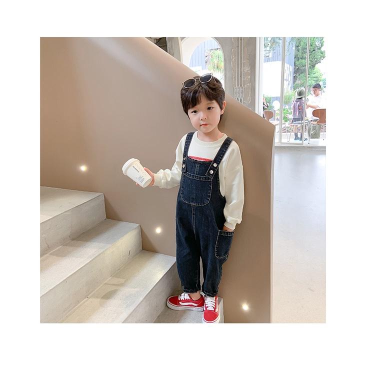 Quần yếm bé trai Hàn Quốc Magickids chất jean dáng dài cho bé đi học đi chơi Quần áo trẻ em mẫu mới QY22002