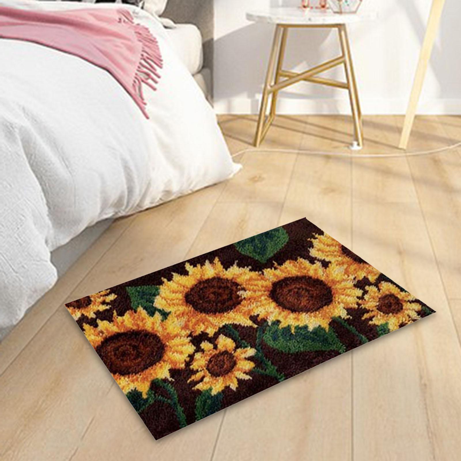 24 x 16" Latch Hook Rug Kits Home Decor Crochet Yarn DIY Rug Making Kits Cushion Unfinished Tapestry Mat for Adults Kids Craft