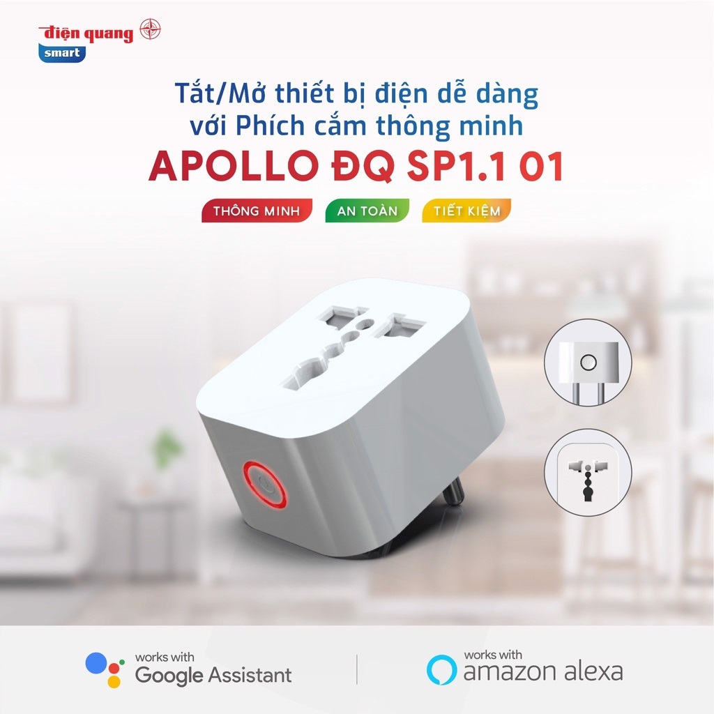 Phích Cắm Thông Minh Điện Quang Apollo ĐQ SP1.1 01 Wifi Trắng - Hàng chính hãng